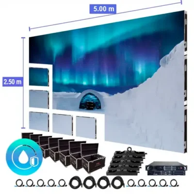 Pantalla de video LED de 5.00 m x 2.50 m - P3.91 mm para exterior